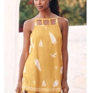 Anthropologie Mustard Yellow Mini Dress